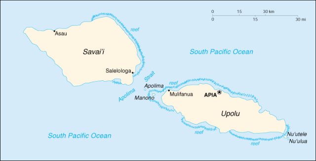 Samoa major cities and port Apia