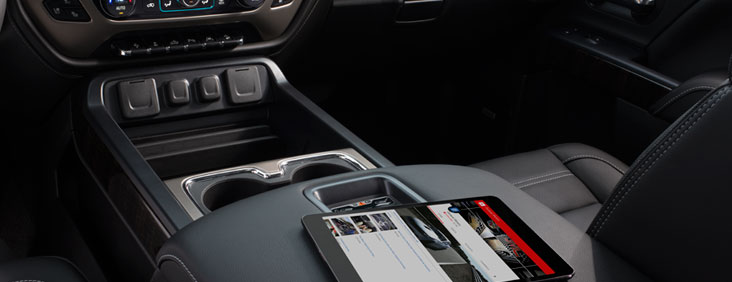 Image showing available 4G Wi-Fi Hotspot inside the 2017 GMC Sierra 1500 pickup truck.