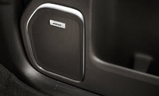 Image of available Bose premium speaker system in the 2017 Sierra 2500HD pickup truck.