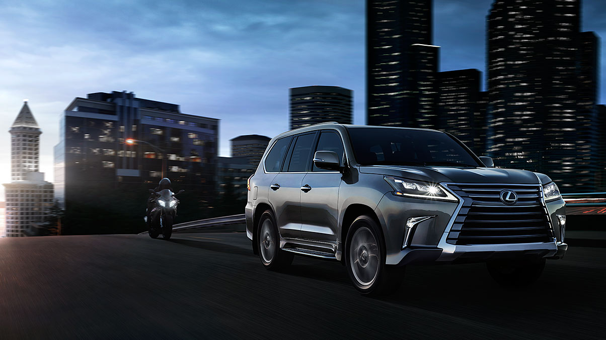 Exterior shot of the 2017 Lexus LX in Nebula Gray Pearl.